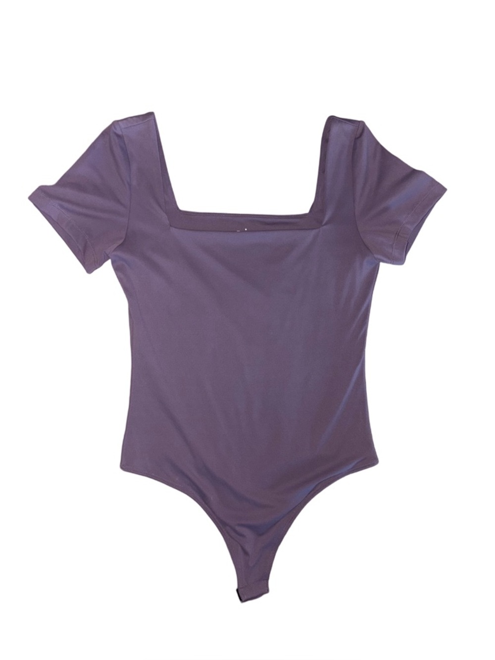 Purple Square-Neck Short Sleeve Bodysuit